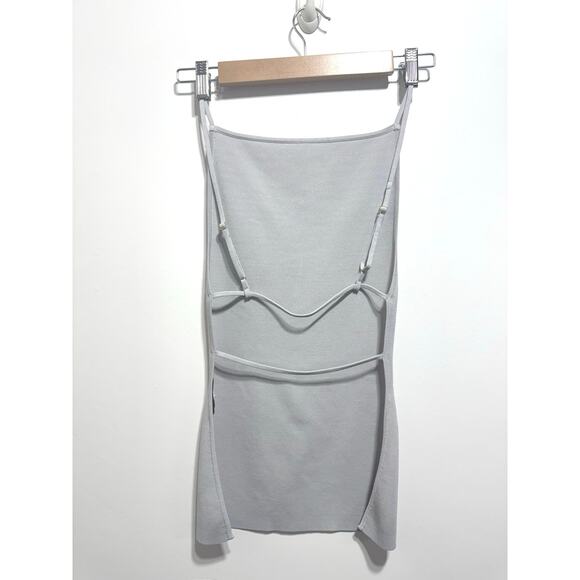 WEWOREWHAT High Neck Backless Tank Top Size XS in Gray Knit Ribbed - Picture 9 of 11